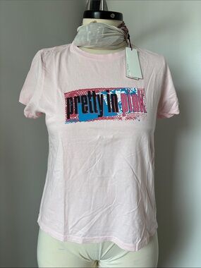 Marc Jacobs Light Pink 'pretty in pink' Graphic Tee with Blue Accent